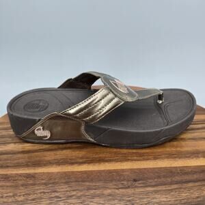 FitFlop Sandals Womens 9 Bronze Metallic Thong Comfort Slip On Walking Shoes